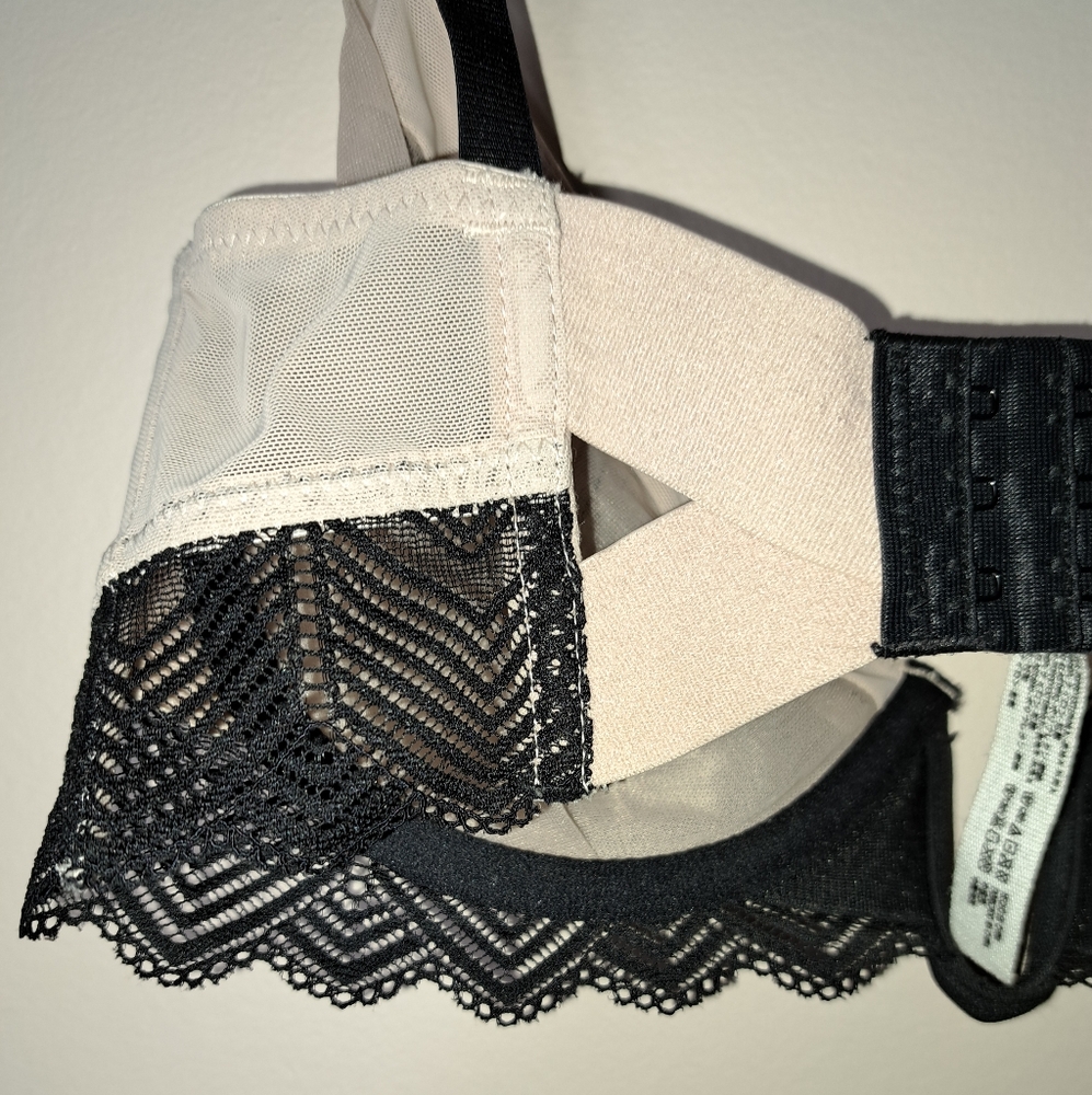 INTIMATELY FREE PEOPLE Underwire Bra Size 32DD ~ Black Lace And Nude Mesh - Picture 10 of 15